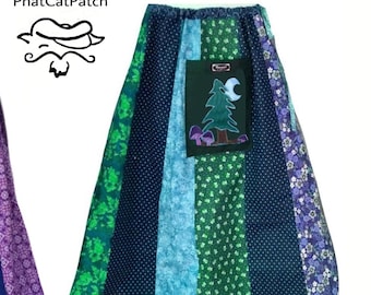 Hippie Patchwork Strip Skirt with pockets