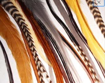 Prairie Mix Hair feathers, Fluffy grizzly natural thick
