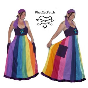 Hippie Patchwork Rainbow Phish Dress, Custom made