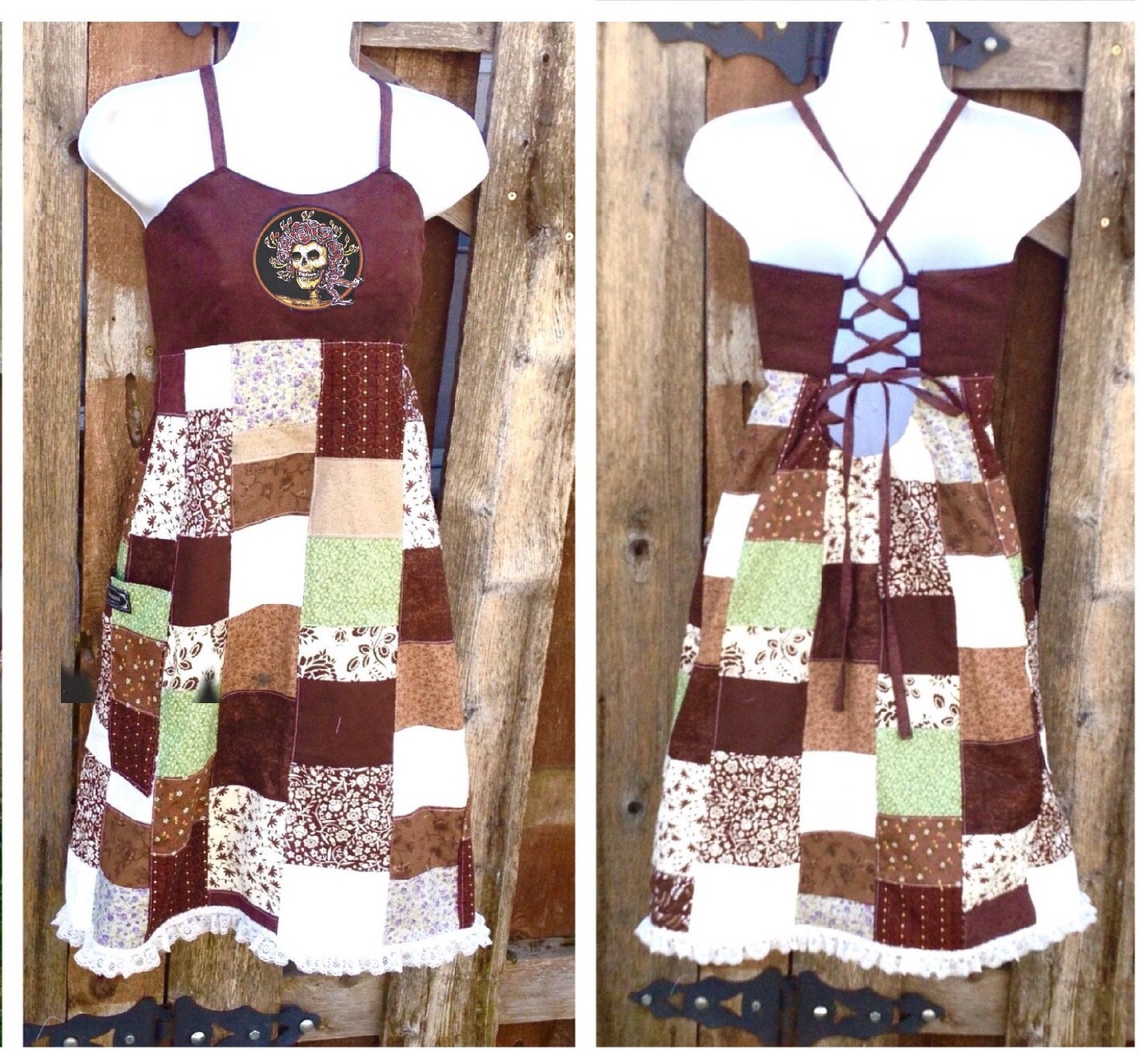 CUSTOM CLOSED, Handmade Patchwork Short Hippie Dress, Custom