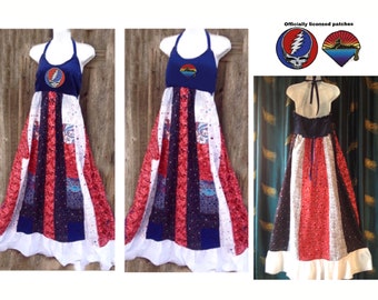 Hippie Patchwork Dress, red white blue, officially licensed patch