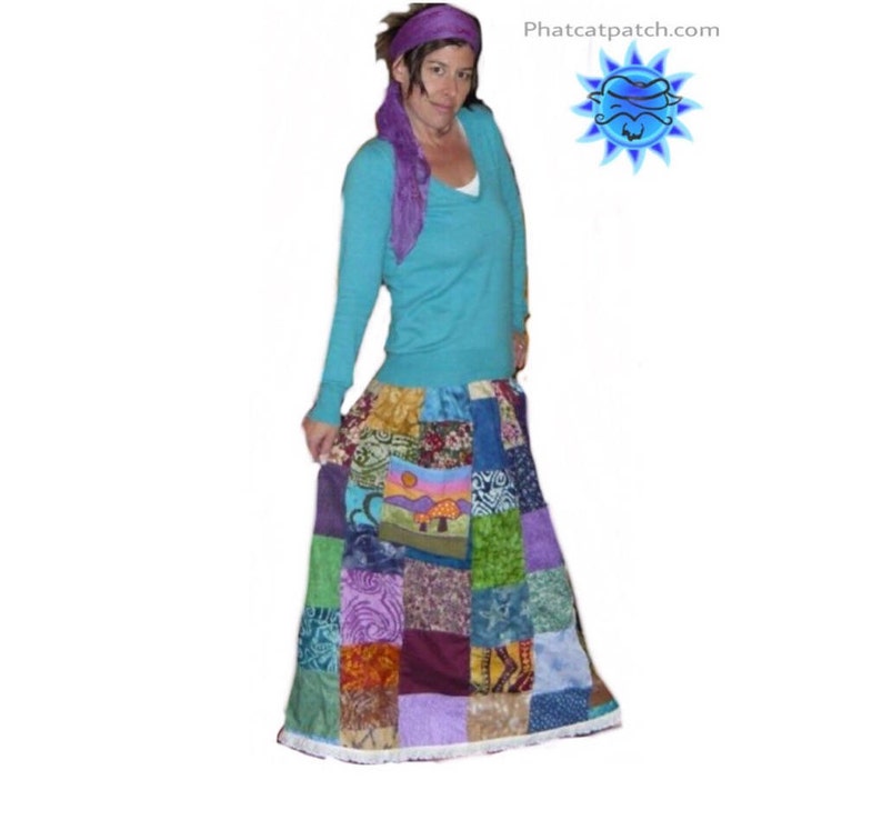 Patchwork Hippie skirt Handmade Hippie Patchwork Skirts Women/'s Skirts Calico Skirt Custom Xmall to plus size 2X 3X Skirts By Phatcatpatch