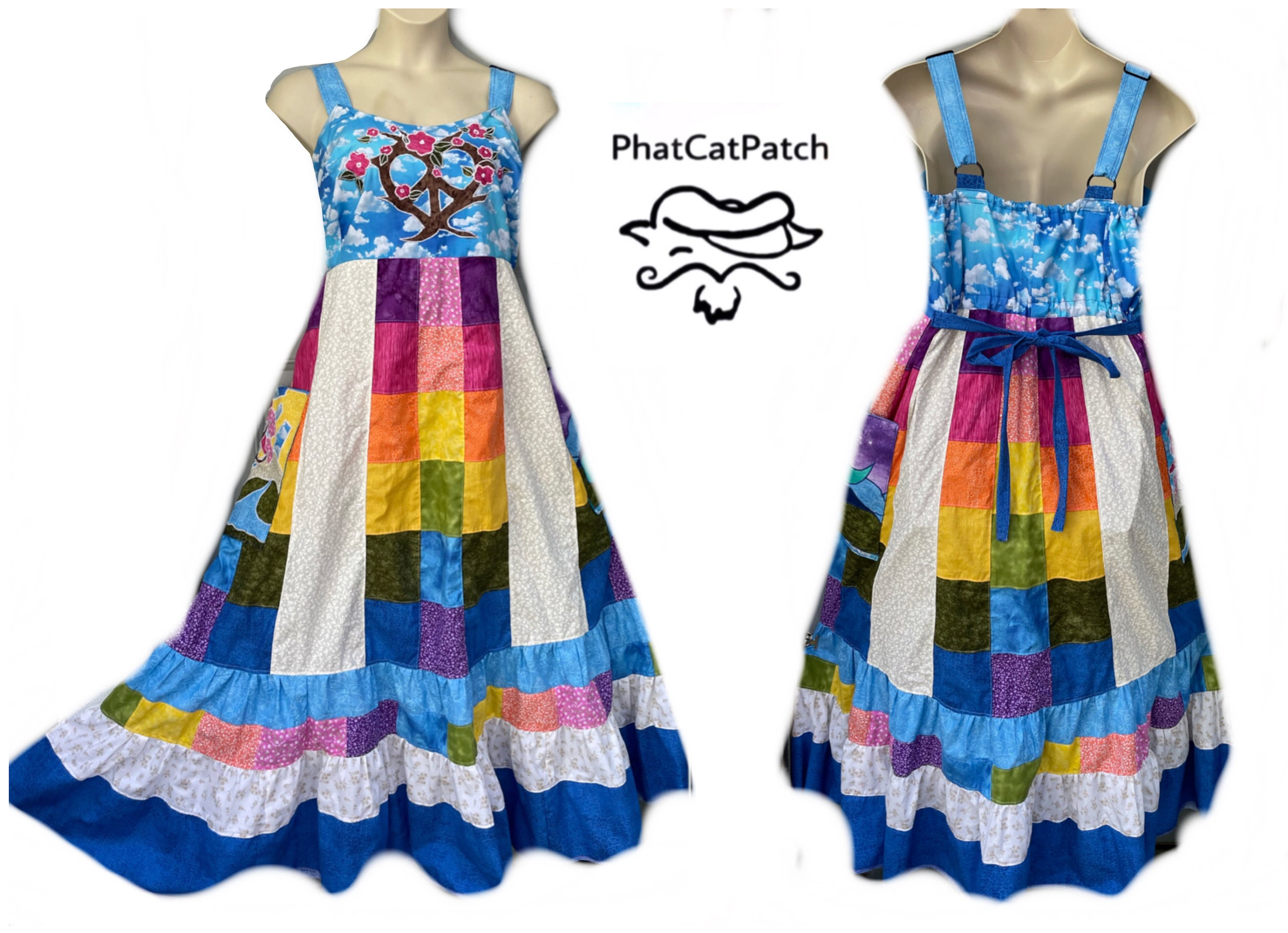 DRESS HIPPY“ATELIER JACKET”HEATHER CUSTOM CLOSED, Handmade Hippie Patchwork Spinner Dress, Made