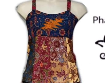 Indian Batik Apron Top, Hippie, custom made to order