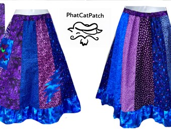 Patchwork Purple and Blue  Spinner skirt, small