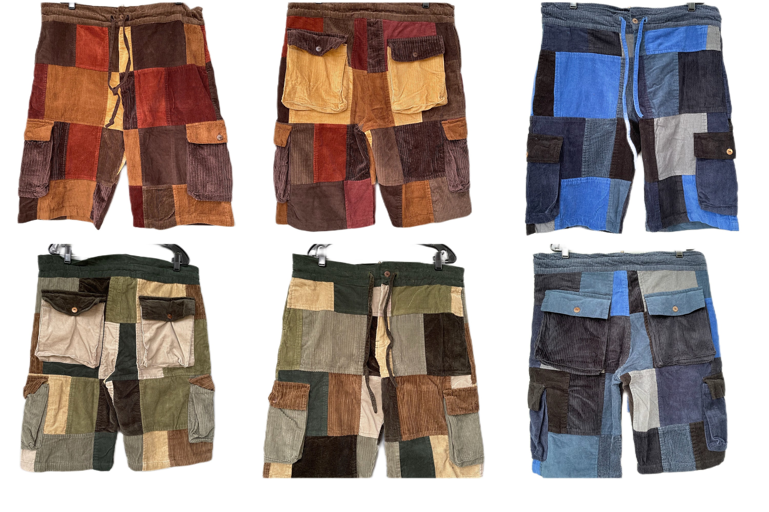 TMT Patchwork Corduroy Shorts XL Blue Distressed Casual Wear