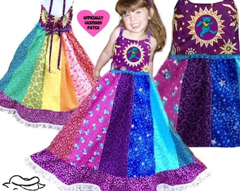 Girls Patchwork Hippie Rainbow Dress, spinner