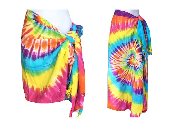 Tie dye Rayon sarong scarf with fringe