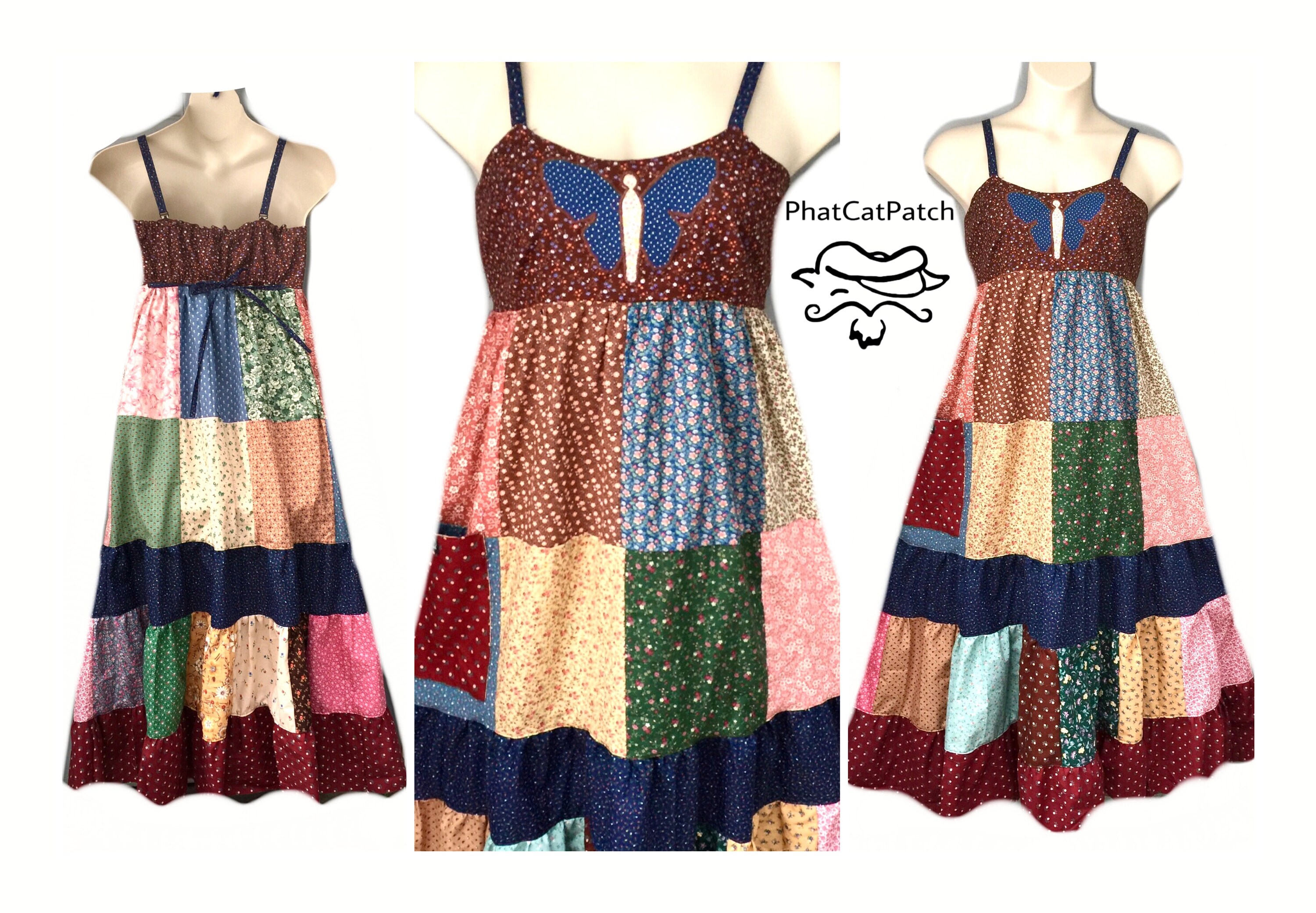 CUSTOM CLOSED, Vintage 80's Hippie Handmade Patchwork Dress