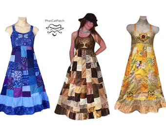 CUSTOM CLOSED, DONT Order, Handmade Patchwork Hippie Dress, Tree Dress in brown cream and tan or create your own