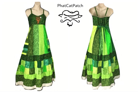green hippie dress