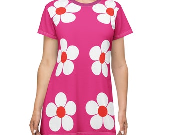Mod a flower Power Hippie T-Shirt Dress (AOP)