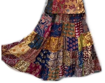 Hippie Patchwork Indian Cotton Long Batik Spinner Skirt