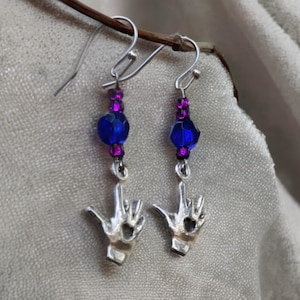 Love Jerry Garcia Hand earrings on silver plated hooks