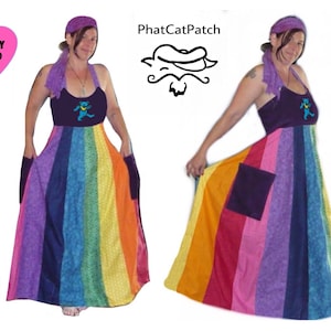 CUSTOM CLOSED, Hippie dress, Patchwork Rainbow Custom made
