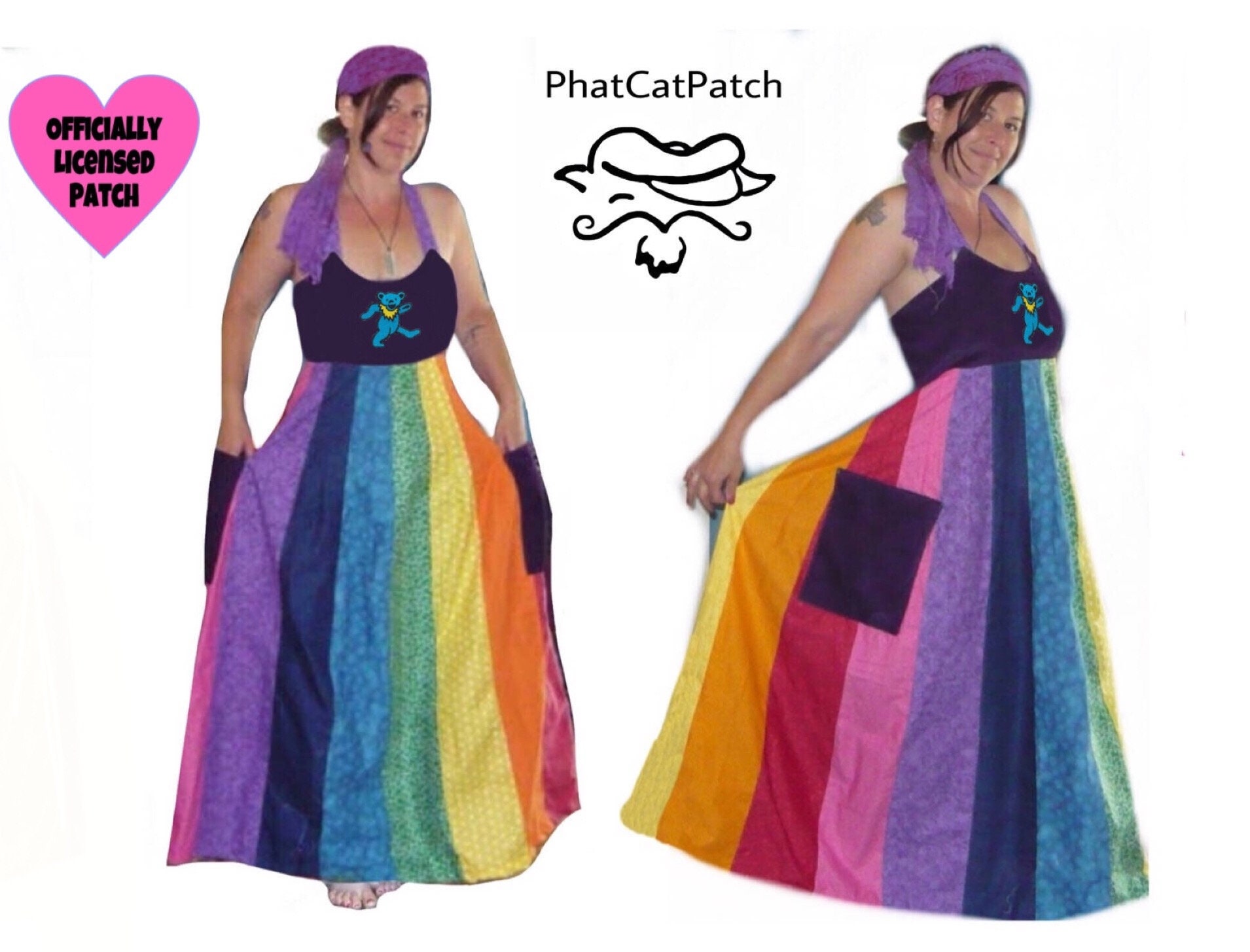 rainbow hippie dress