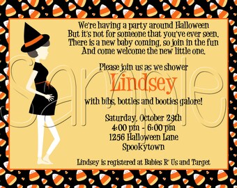 25 5x7 Halloween Candy Corn Baby Shower Invitation