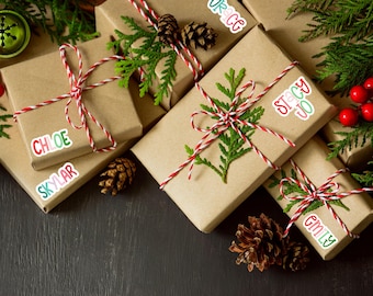 Personalized Christmas Gift Stickers – Custom Kids Name Labels