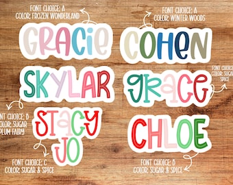Custom Name Stickers for Kids – Personalized Christmas Gift Labels | Holiday Name Decals for Stockings, Presents & More