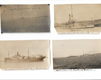 Lot of 10 Vintage Photos, Ships, Boats, Harbors, c. 1910-1920