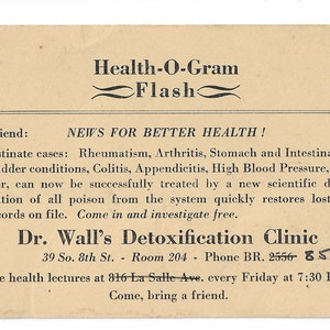 c.1910 Health-O-Gram Postcard Advertisement - Dr. Wall&#39;s