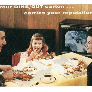1950s Take Out, Food Service, Advertising Postcard