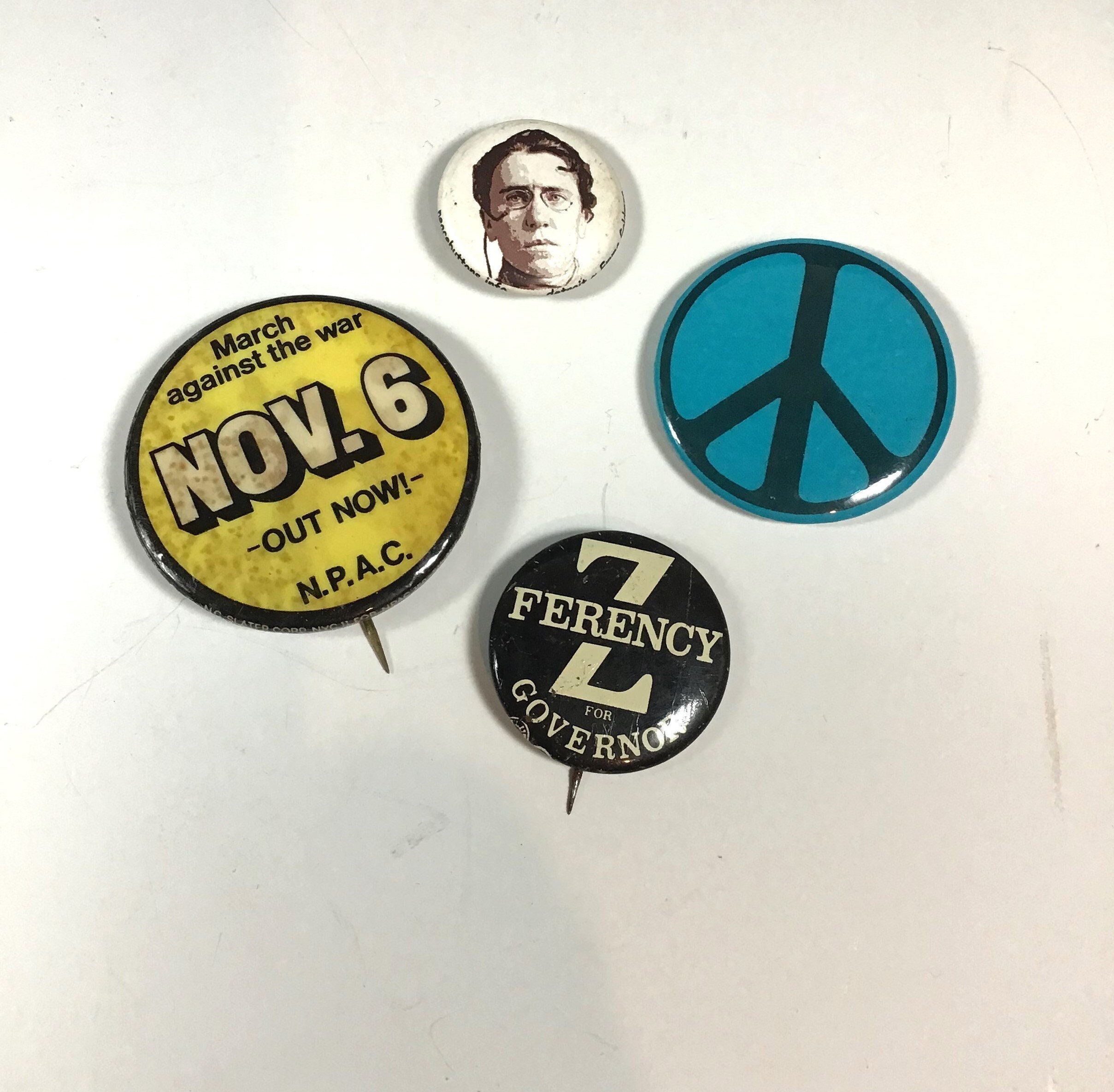 Vintage 1960s Pinback Buttons, Protest and Political