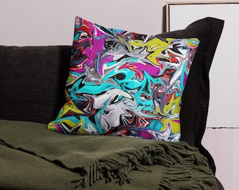 Vibrant Abstract Street Art Pillow with Unique Graffiti Design