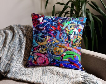Graffiti Abstract Spin Art print Premium Pillow