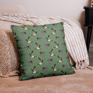 Mallard Duck Throw Pillow - Premium Waterfowl Print Cushion for Home Decor