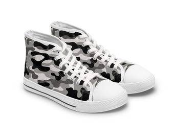 Gray Black Camo High Top Sneakers | Women's Urban Streetwear Sneakers