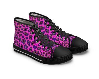 Zapatillas altas de mujer con estampado de leopardo rosa fucsia / Opciones en rosa o morado