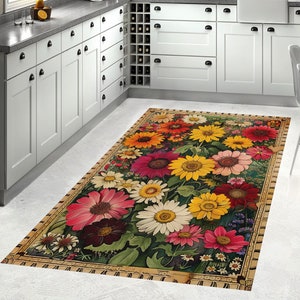 Floral Area Rug: Colorful Blossoms, Cottagecore Decor