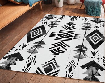 Minimalistischer Azteken Teppich: Polyester Teppich im Art Deco Stil