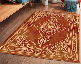 Rood tribal vloerkleed: retro Marokkaans art-decotapijt