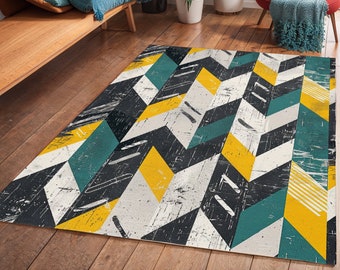 Geometrischer Teppich: Moderner Art Deco Teppich aus Polyester Chenille