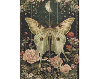 Green Luna Moth Area Rug, Aesthetic Living Room Art Deco Rug, Cottagecore Bedroom Carpet, Girly Room Floor Decor, Thanksgiving Gift