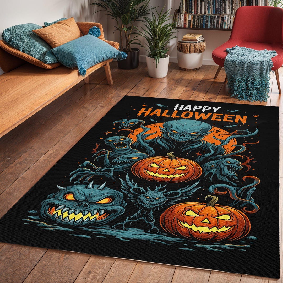Halloween Area Rug: Spooky Home Decor, Festive Polyester Chenille - Etsy