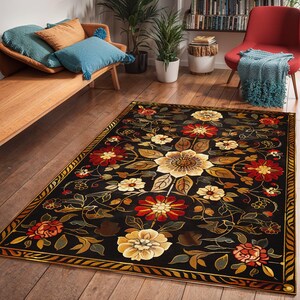 Kleurrijk Marokkaans bloementapijt, vloerkleed moeders keukenvloer, modern klassiek decor woonkamervloer, cadeau voor moeder, housewarmingcadeau