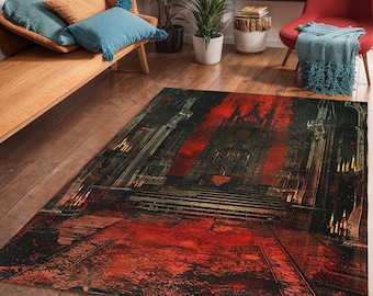Gothic Art Area Rug: Victorian Medieval Decor