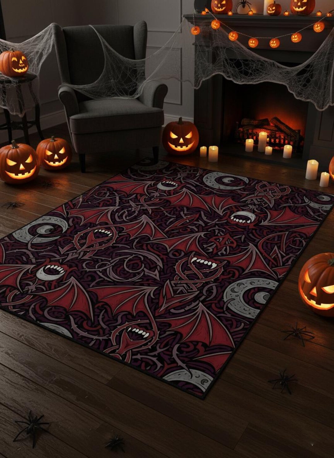 Vampire Rug Textures Vampire Tribal Area Rug: Gothic Halloween Home Decor - Etsy