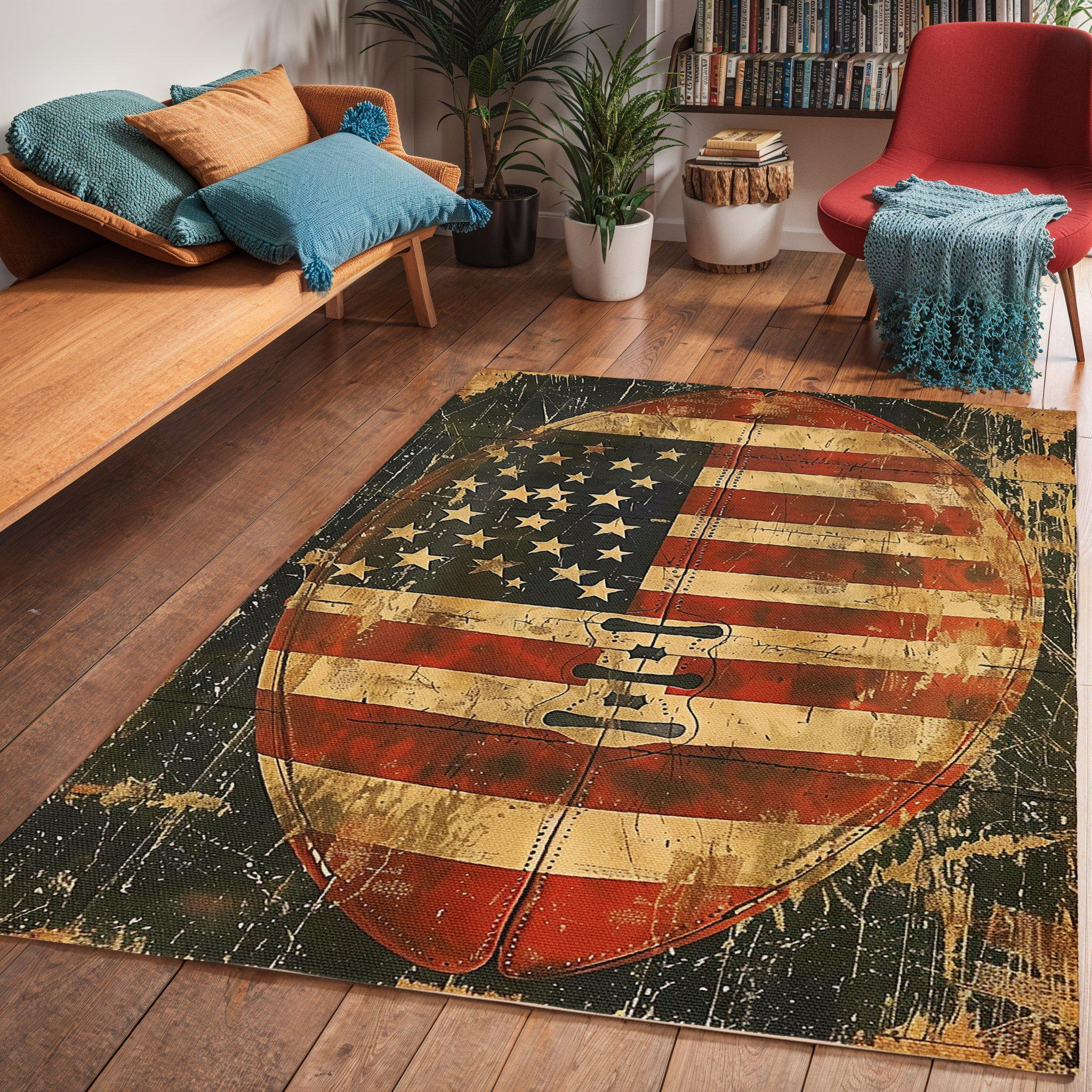 American Football Area Rug: Vintage Art Deco Man Cave Decor - Etsy