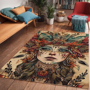 Boho Art Area Rugs, Modern Aesthetic Carpet for Living Room, Home Decor, Floor Mat, Interior Design Accent, Housewarming Gift, Teens Carpet