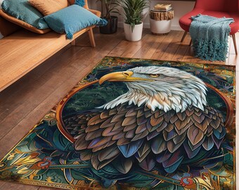 Bald Eagle Area Rug: American Pride Art Deco Carpet
