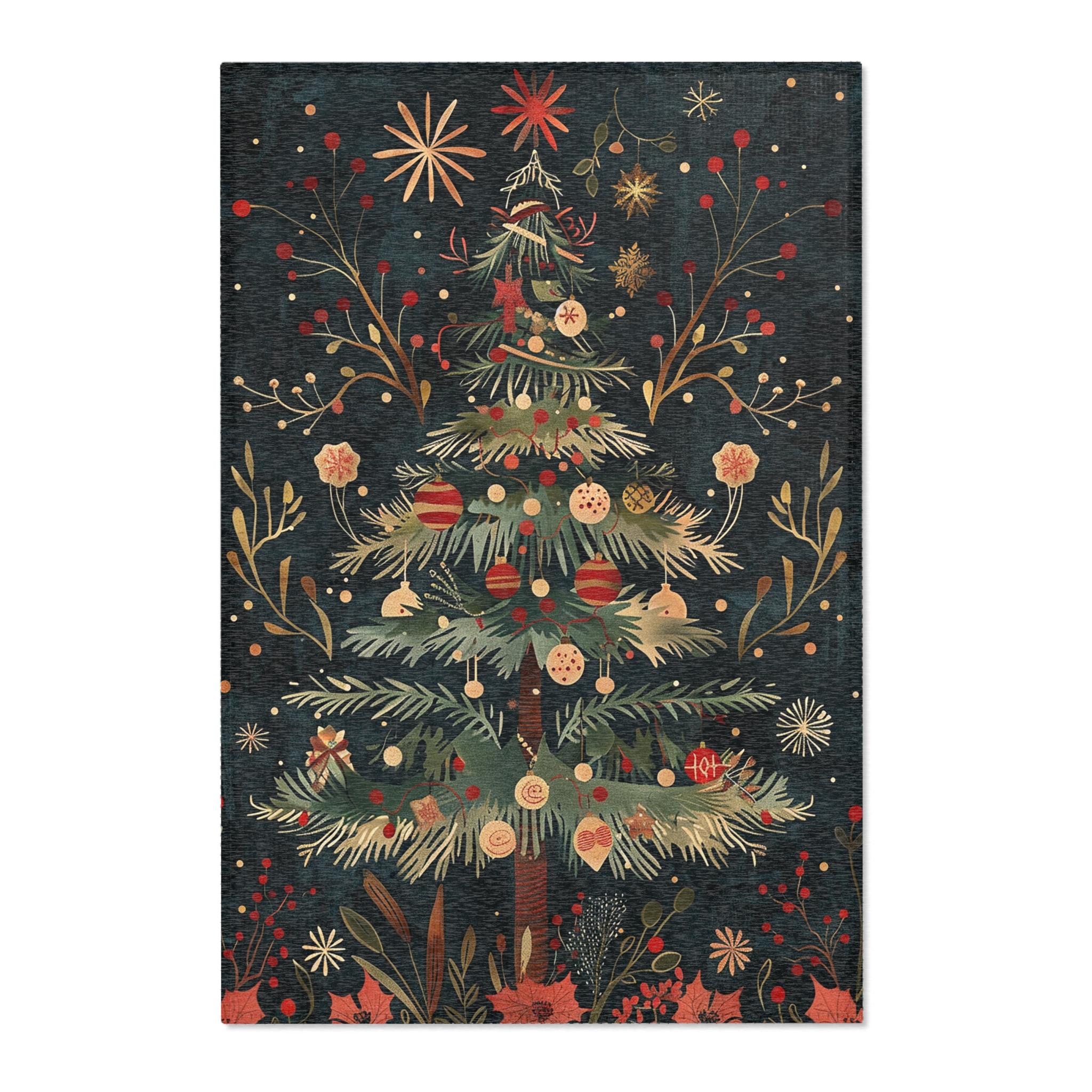 Xmas Tree Rug Christmas Tree Area Rug: Art Deco Holiday Decor - Etsy
