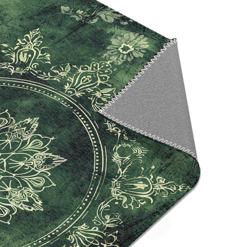Boho Muted Green Area Rug: Modern Persian Art Deco Style image 5