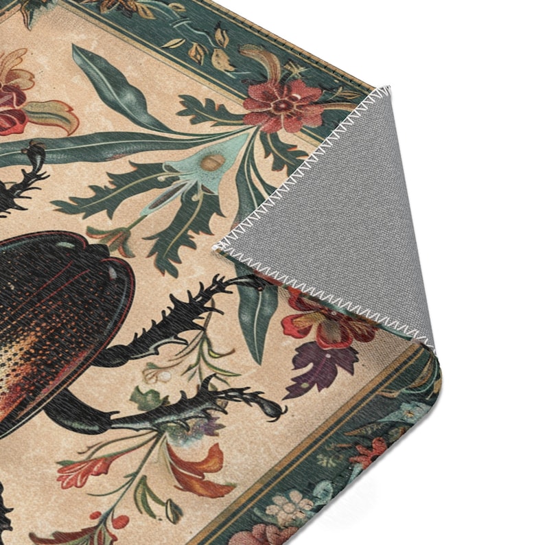 Rhino Beetle Area Rug, Cottagecore Living Room Art Deco Rug, Floral ...