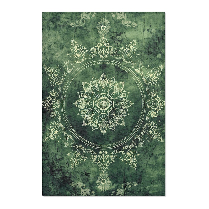 Boho Muted Green Area Rug: Modern Persian Art Deco Style image 4