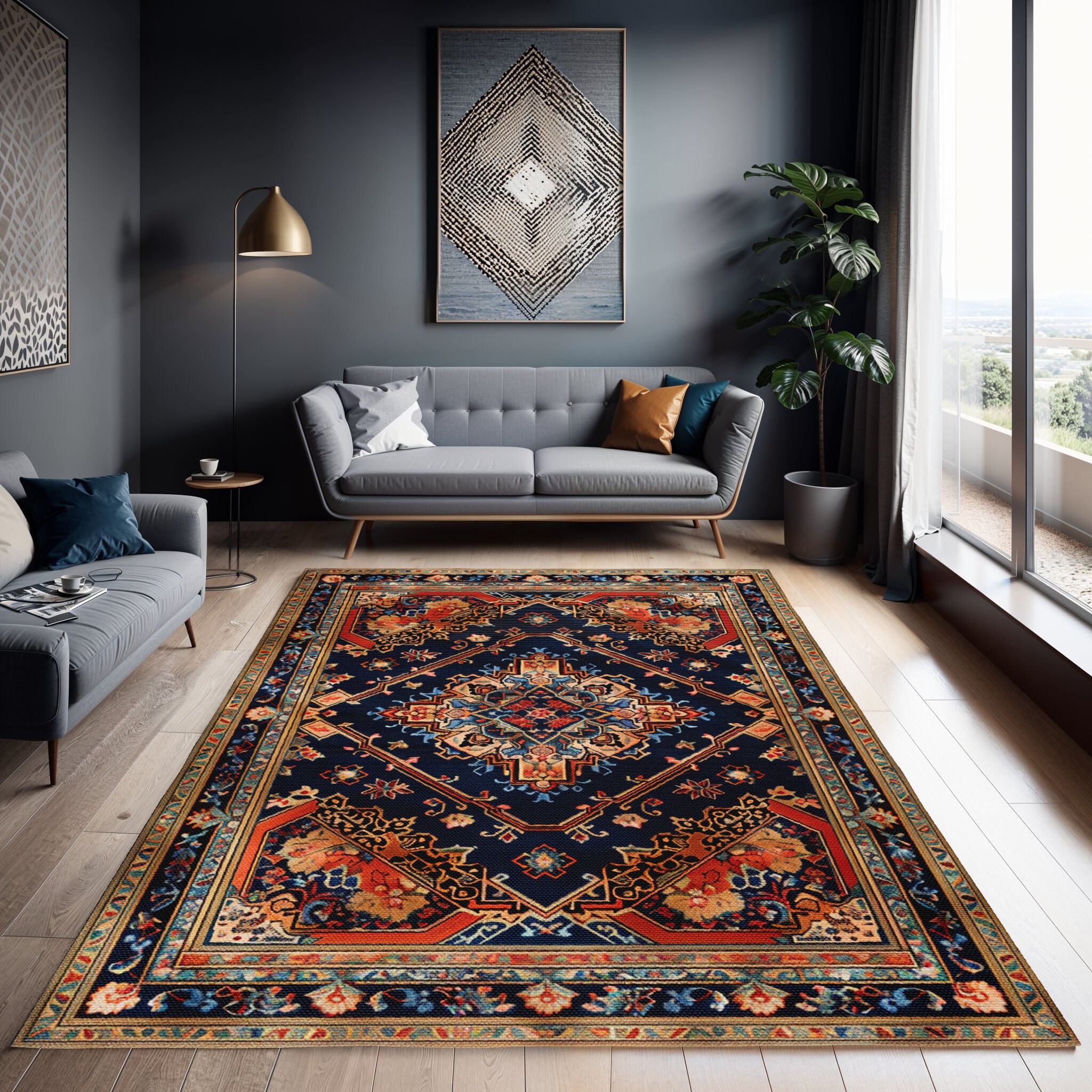 Vintage Red Round Traditionall Patterned Rugs  Carpets for the Living Room Bedroom Hall