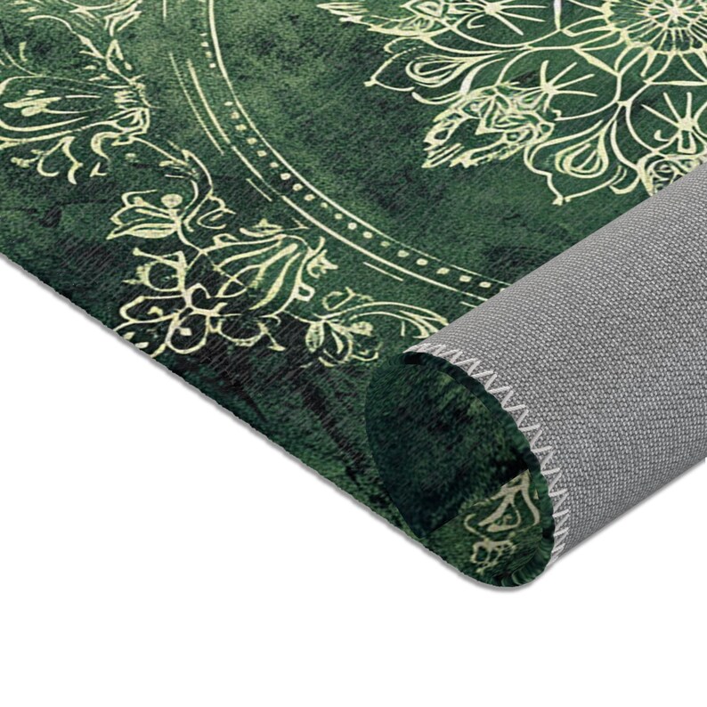 Boho Muted Green Area Rug: Modern Persian Art Deco Style image 6